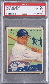 1934 Goudey #61 Lou Gehrig – PSA NM-MT 8